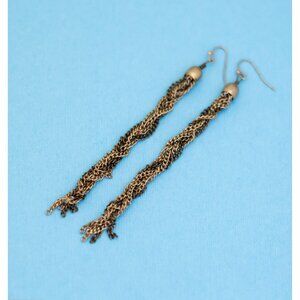 Vintage Two Tone Twist Chains Dangle Earrings - N29